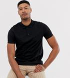 Asos Design Tall Longline Jersey Polo In Black - Black