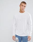 Asos Long Sleeve T-shirt In Linen Mix In White - White