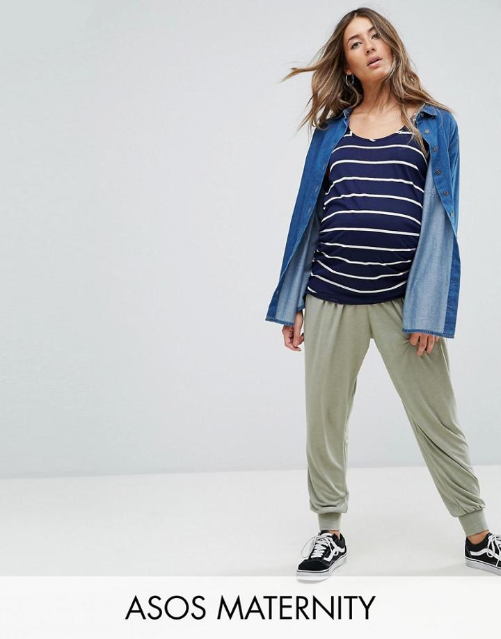 Asos Maternity Harem Pants In Jersey - Green