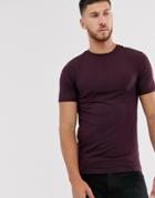 River Island Muscle Fit T-shirt In Berry