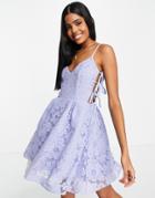 Miss Selfridge Lace Tie Side Mini Prom Dress In Blue