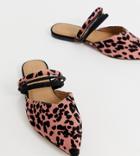 Asos Design Wide Fit Leading Light Pointed Mules In Pink Leopard - Pink