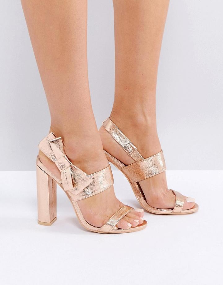 Missguided Bow Side Heeled Sandal - Pink