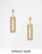 Lavish Alice Sterling Silver Gold Plated Open Rectangle Earrings - Gold