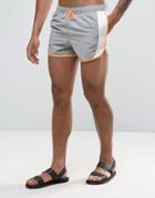 Asos Runner Swim Shorts In Gray With Contrast Neon Binding - Gray