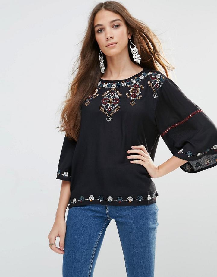 Raga Call Of The Wild Embroidered Top In Black - 12 Black