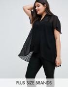 Lovedrobe Plus Shirt With Pleated Back - Black