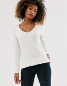 Stradivarius Basic Oversize Sweater With V-neck In Beige