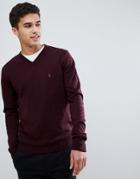 French Connection Plain Logo V Neck Knit Sweater-red