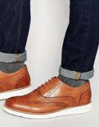 Dune Brogues In Tan Leather With Contrast Sole - Tan