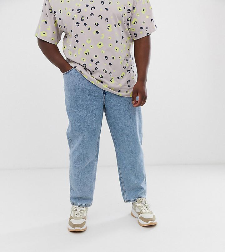 Collusion Plus X004 Skater Jeans In Vintage Light Wash - Blue