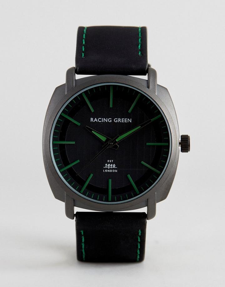 Racing Green Black Watch With Green Markings - Black