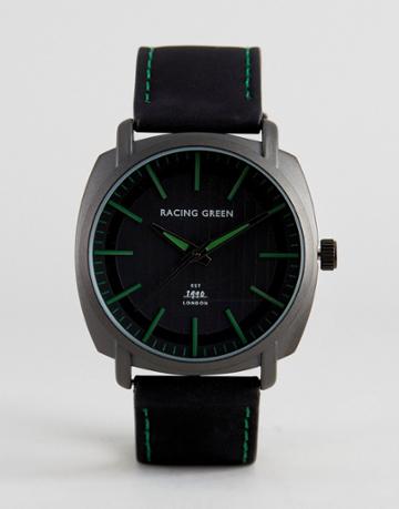 Racing Green Black Watch With Green Markings - Black