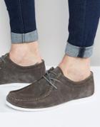 Asos Wallabee Shoes In Gray Suede With White Sole - Gray