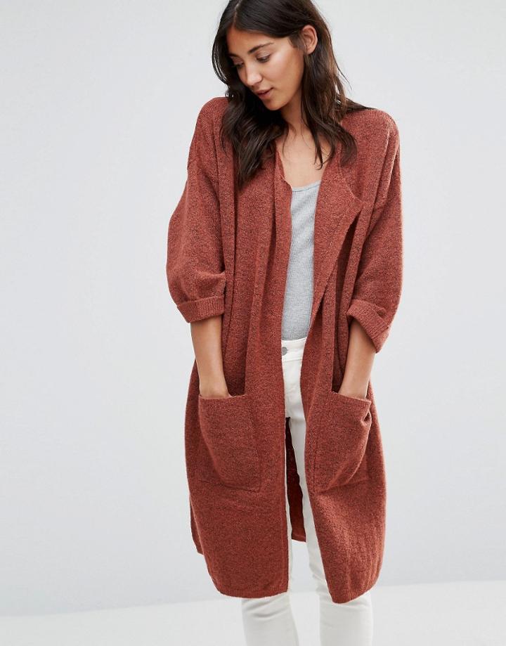 B.young Burnt Siena Longline Cardigan - Brown