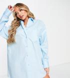 Asyou Oversized Shirt Dress In Baby Blue