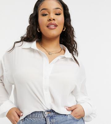 In The Style Plus Exclusive Balloon Sleeve Shirt In White