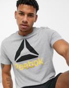 Reebok Qqr- Reebok Stacked T-shirt In Gray And Black-grey