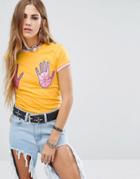 The Ragged Priest Hand Patch Ringer T-shirt - Yellow