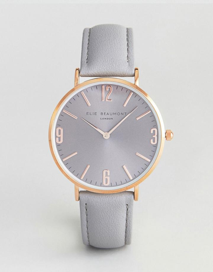 Elie Beaumont Gray Sunray Dial Watch With Gray Strap - Gray