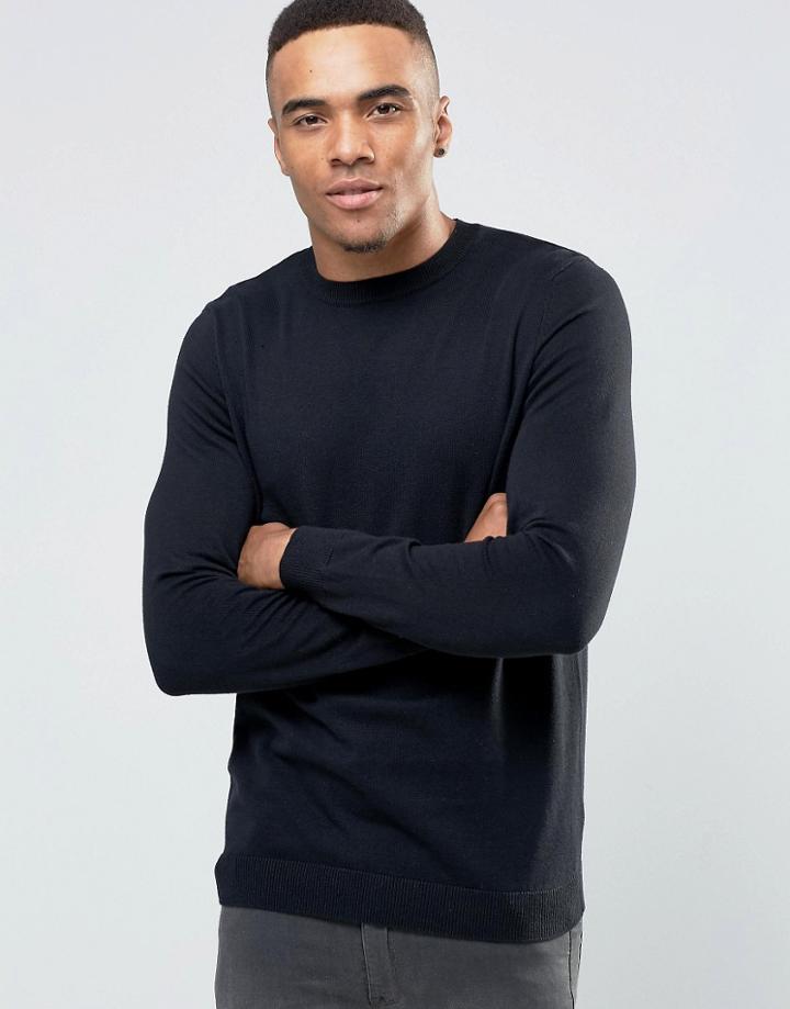 New Look Crew Neck Sweater In Black - Black