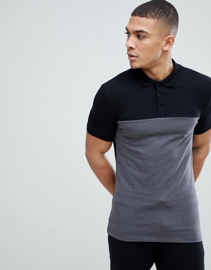 Asos Design Muscle Pique Polo With Contrast Yoke And Cuff - Multi