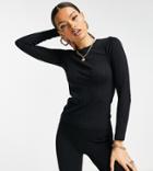 Asos 4505 Petite Ski Base Layer Long Sleeve Top In Cable Knit-black