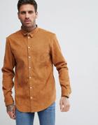 Boohooman Corduroy Shirt In Tan - Tan