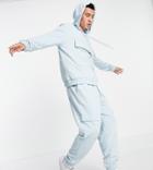 Asos Unrvlld Spply Matching Relaxed Sweatpants With Logo Print And Cargo Pockets In Blue-blues