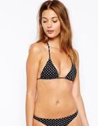 Asos Mix & Match Spot Micro Triangle Bikini Top - Black/white Spot