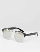 Jeepers Peepers Round Sunglasses With Clear Contrast - Black
