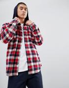 Dc Shoes Check Shirt With Hood In Red - Red