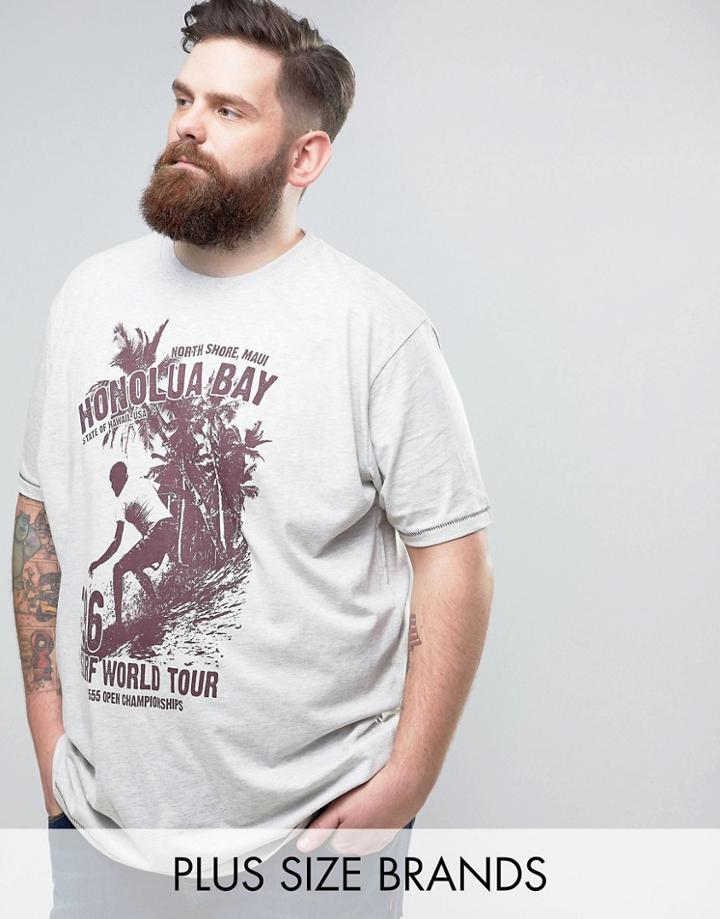 Duke Plus T-shirt With Surf Print In White Marl - White
