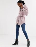 Asos Design Brushed Jacket In Pink