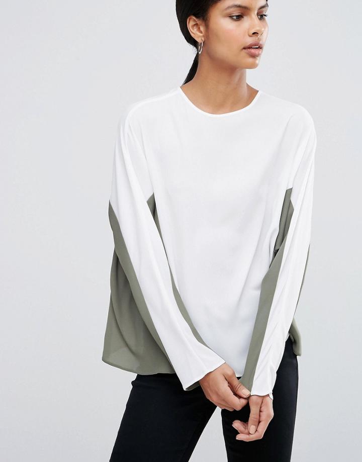 Asos Batwing Top In Color Block - Cream