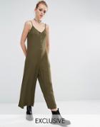 Reclaimed Vintage Button Front Minimal Jumpsuit - Green