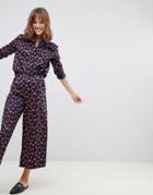People Tree X V & A Organic Cotton Wide Leg Pants In Poppy Print - Multi