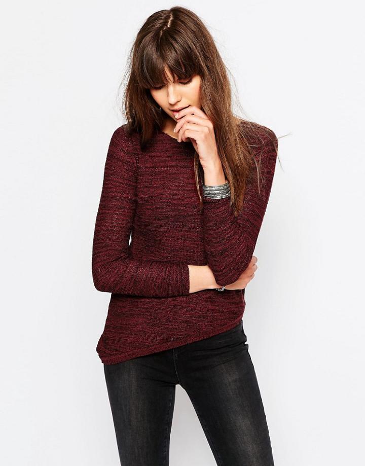 Only Sweater With Asymmetric Hem - Red