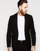 Asos Skinny Fit Suit Jacket In Seersucker - Black