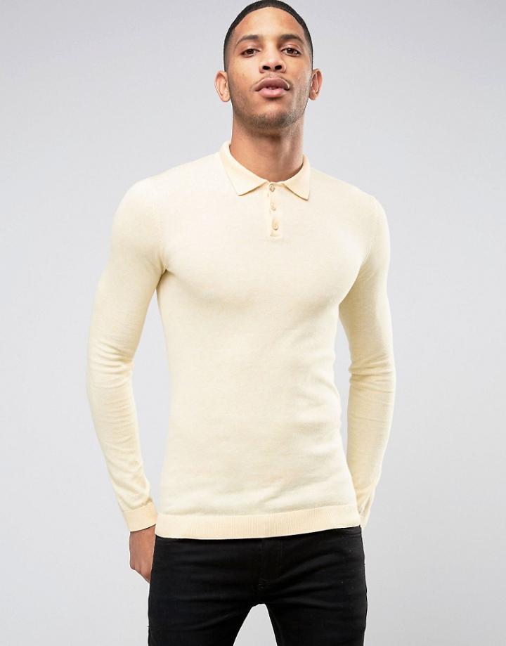 Asos Knitted Turtleneck Sweater In Muscle Fit - Yellow