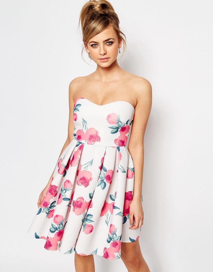 Oh My Love Bandeau Prom Dress - Pink Floral