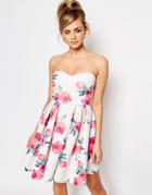 Oh My Love Bandeau Prom Dress - Pink Floral