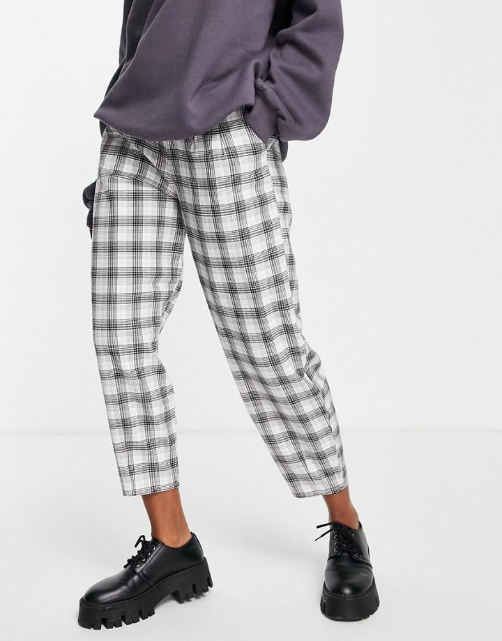 Hollister Wide Leg Pants In Cream Plaid-neutral