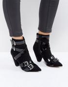 Asos Robin Multi Strap Cone Heel Boots - Black