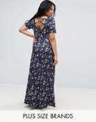 Club L Plus Maxi Dress With Lace Up Back - Multi
