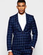 Vito Check Suit Jacket In Slim Fit - Blue