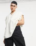 Asos Design Heavyweight Extreme Oversized Tank With Chunky Ribbed Neck In Beige-neutral