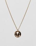 Weekday Hammered Circle Pendant Necklace - Gold