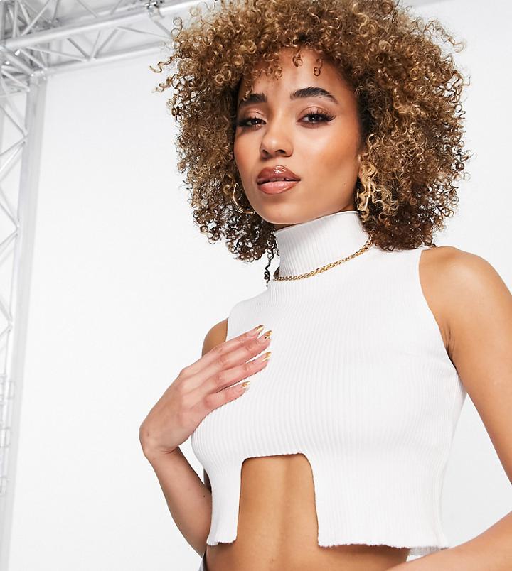 Missguided High Neck Top With Cut Out In White - Part Of A Set