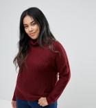 Brave Soul Plus Central Roll Neck Sweater - Red